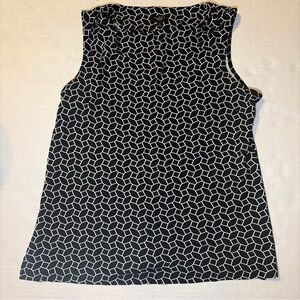 Talbots Black and White Geometric Tank Top